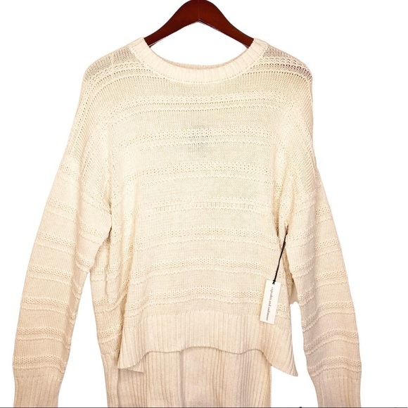 CUPCAKES and CASHMERE NWT Textured Pullover Knit Hi Low Hem Sweater in Cream - Picture 2 of 16